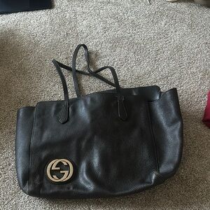 Gucci Black Leather Tote Bag